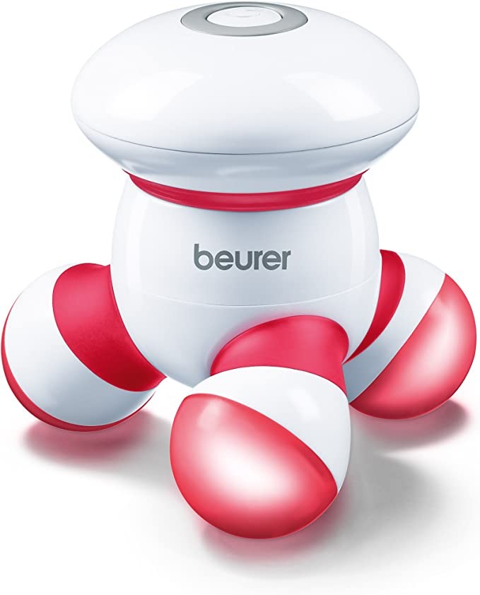 Beurer Handheld Mini Body Massager with LED Light, Soft and Comfortable Vibration, Easy Grip Handle, Portable, Gentle Pressure Point Massage, Massage Tool Easy Palm Fit, Battery Included, MG16
